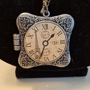 Vintage Silver Pocket Watch Necklace
